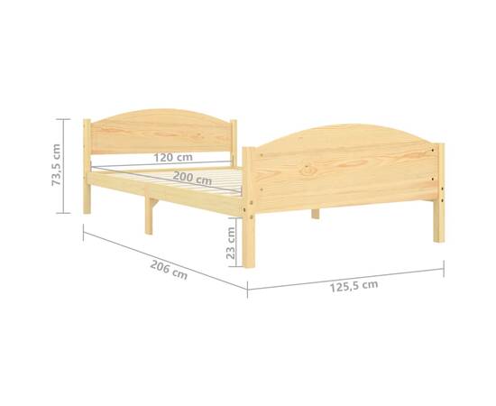 Cadru de pat, 120x200 cm, lemn masiv de pin, 7 image