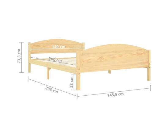 Cadru de pat, 140x200 cm, lemn masiv de pin, 7 image