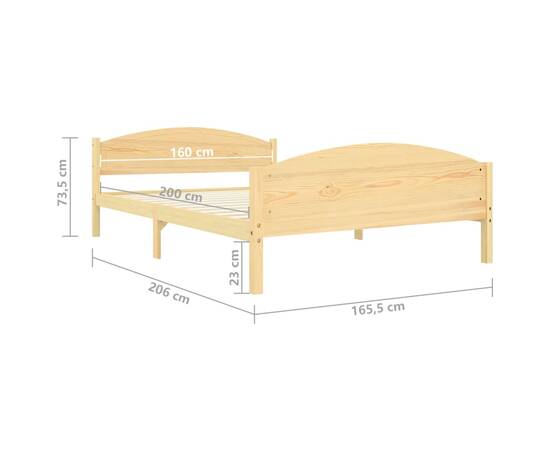 Cadru de pat, 160x200 cm, lemn masiv de pin, 7 image