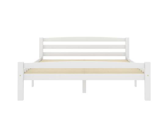 Cadru de pat, alb, 140x200 cm, lemn de pin masiv, 3 image