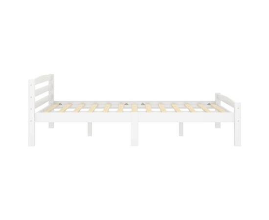 Cadru de pat, alb, 140x200 cm, lemn de pin masiv, 4 image
