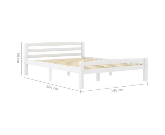 Cadru de pat, alb, 140x200 cm, lemn de pin masiv, 6 image