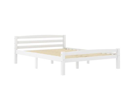 Cadru de pat, alb, 140x200 cm, lemn de pin masiv, 2 image