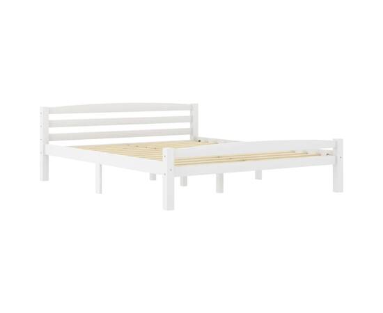 Cadru de pat, alb, 160x200 cm, lemn de pin masiv, 2 image