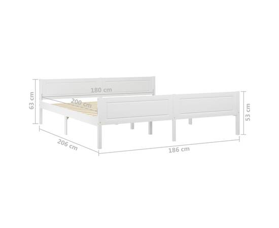 Cadru de pat, alb, 180x200 cm, lemn masiv de pin, 6 image