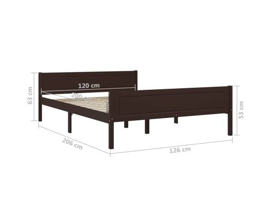 Cadru de pat, maro închis, 120x200 cm, lemn masiv de pin, 6 image