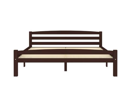 Cadru de pat, maro închis, 160x200 cm, lemn masiv de pin, 3 image