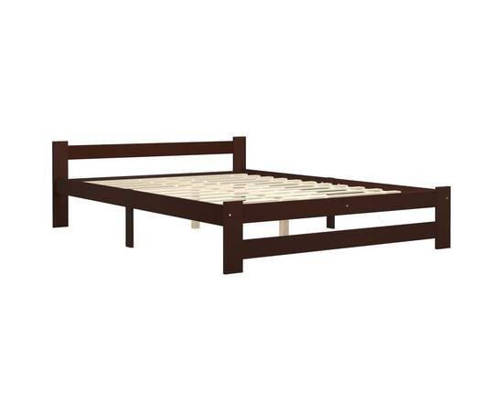 Cadru de pat, maro închis, 180x200 cm, lemn masiv de pin, 2 image