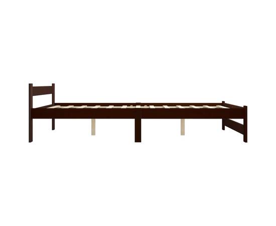 Cadru de pat, maro închis, 180x200 cm, lemn masiv de pin, 4 image