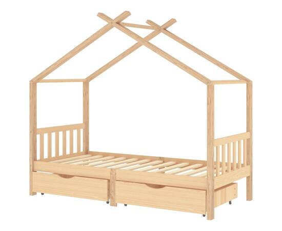 Cadru de pat de copii, cu sertare, 90x200 cm, lemn masiv de pin, 2 image
