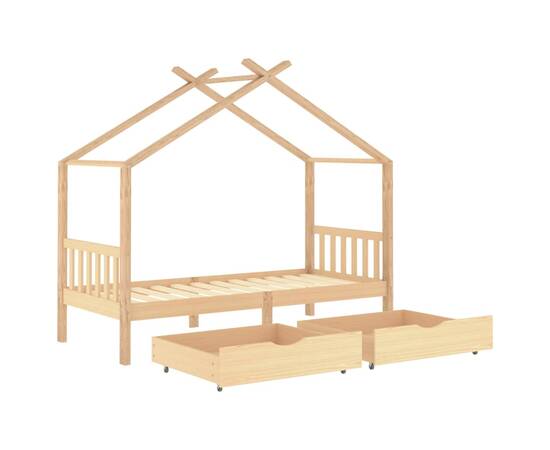 Cadru de pat de copii, cu sertare, 90x200 cm, lemn masiv de pin, 5 image