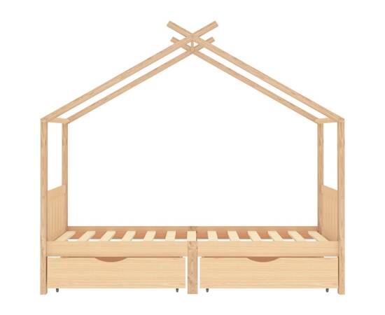 Cadru de pat de copii, cu sertare, 90x200 cm, lemn masiv de pin, 3 image