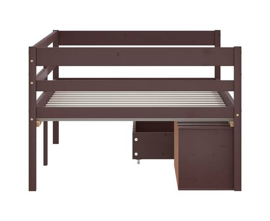 Cadru pat cu sertare & dulap maro închis 90x200 cm lemn de pin, 5 image