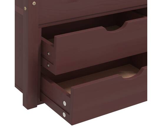 Cadru pat cu sertare & dulap maro închis 90x200 cm lemn de pin, 9 image