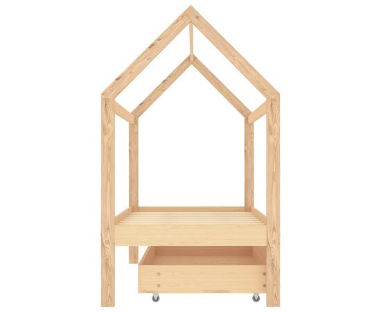 Cadru pat pentru copii, cu un sertar, 80x160 cm, lemn masiv pin, 4 image