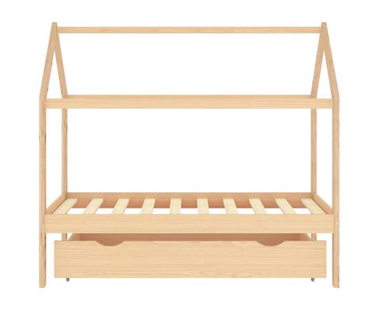 Cadru pat pentru copii, cu un sertar, 80x160 cm, lemn masiv pin, 3 image
