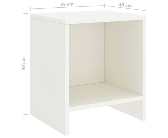 Noptiere, 2 buc., alb, 35 x 30 x 40 cm, lemn masiv de pin, 7 image