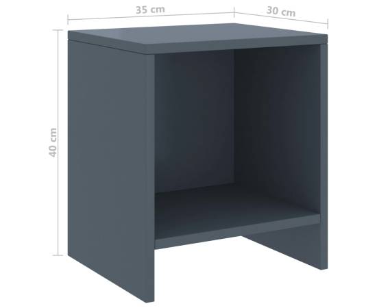Noptiere, 2 buc., gri deschis, 35 x 30 x 40 cm, lemn masiv pin, 7 image
