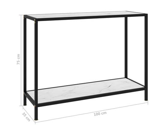 Masă consolă, alb, 100 x 35 x 75 cm, sticlă securizată, 6 image