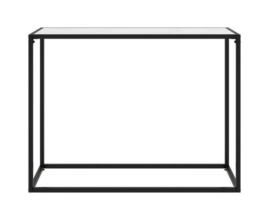 Masă consolă, alb, 100x35x75 cm, sticlă securizată, 2 image