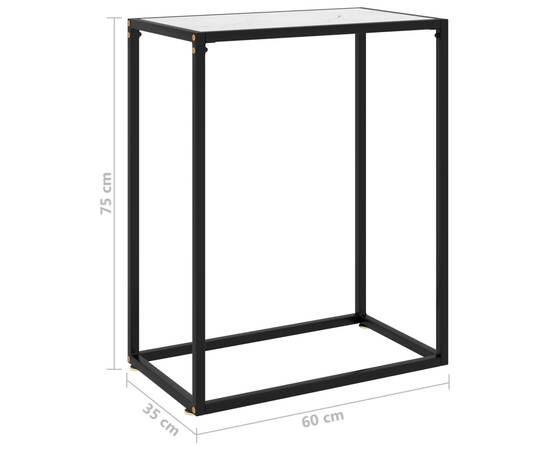Masă consolă, alb, 60x35x75 cm, sticlă securizată, 6 image