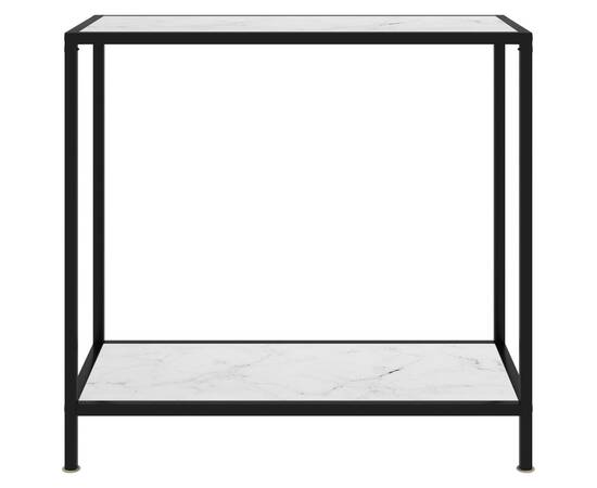 Masă consolă, alb, 80 x 35 x 75 cm, sticlă securizată, 2 image