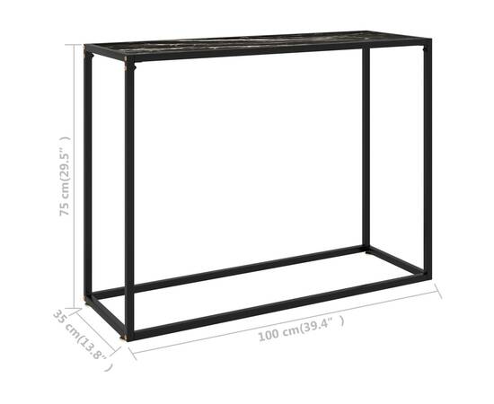 Masă consolă, negru, 100x35x75 cm, sticlă securizată, 6 image