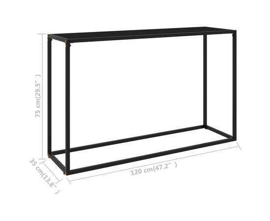 Masă consolă, negru, 120x35x75 cm, sticlă securizată, 6 image