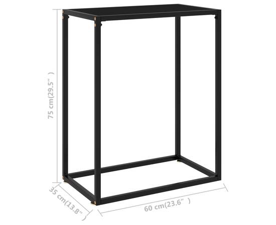 Masă consolă, negru, 60x35x75 cm, sticlă securizată, 6 image