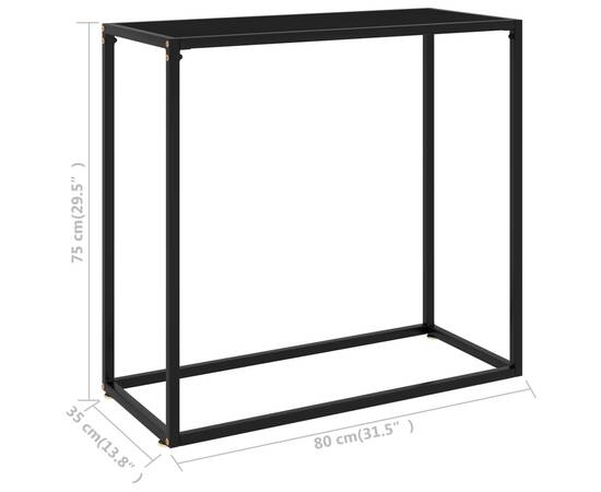 Masă consolă, negru, 80x35x75 cm, sticlă securizată, 6 image