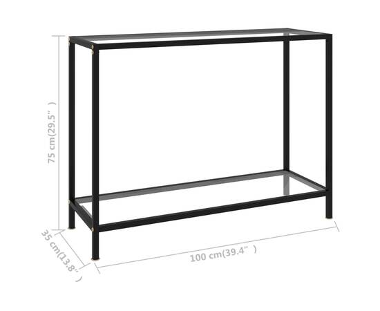 Masă consolă, transparent, 100 x 35 x 75 cm, sticlă securizată, 6 image