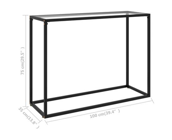 Masă consolă, transparent, 100x35x75 cm, sticlă securizată, 6 image