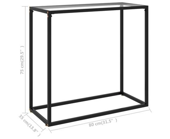 Masă consolă, transparent, 80x35x75 cm, sticlă securizată, 6 image