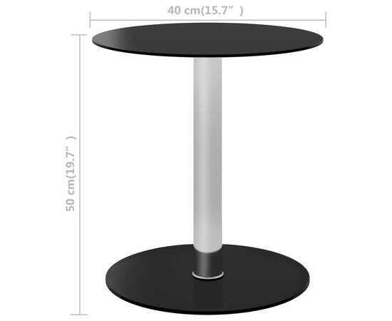 Masă de cafea, negru, 40 cm, sticlă securizată, 5 image