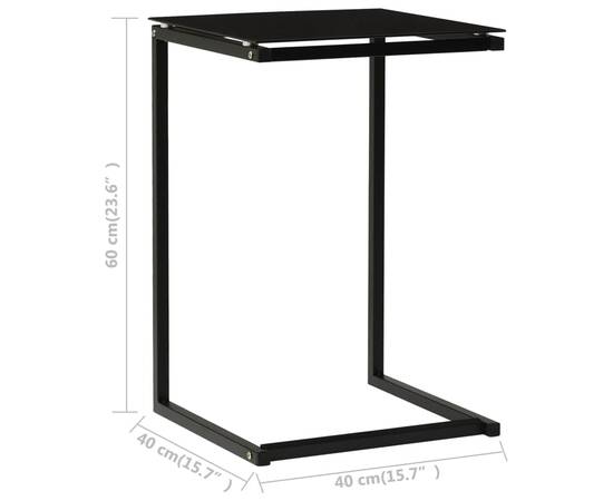 Masă laterală, negru, 40x40x60 cm, sticlă securizată, 7 image