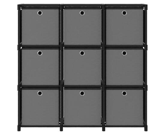 Raft 9 cuburi cu cutii, negru, 103x30x107,5 cm, material textil, 3 image