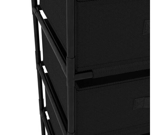 Raft de depozitare cu 4 coșuri textile, negru, oțel, 5 image