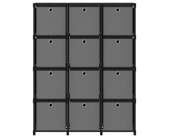 Raft expunere, 12 cuburi + cutii, negru, 103x30x141 cm, textil, 3 image