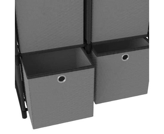 Raft expunere, 6 cuburi + cutii, negru, 103x30x72,5 cm, textil, 7 image