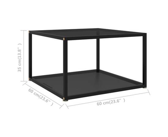 Măsuță de cafea, negru, 60x60x35 cm, sticlă securizată, 5 image