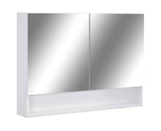 Dulap de baie cu oglindă și led-uri, alb, 80x15x60 cm, mdf, 2 image