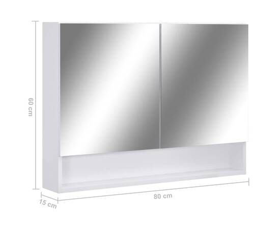 Dulap de baie cu oglindă și led-uri, alb, 80x15x60 cm, mdf, 9 image