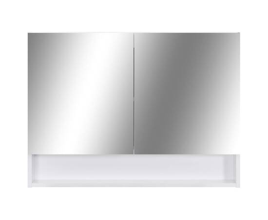 Dulap de baie cu oglindă și led-uri, alb, 80x15x60 cm, mdf, 4 image
