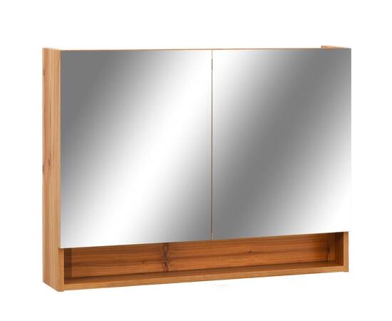 Dulap de baie cu oglindă și led-uri, stejar, 80x15x60 cm, mdf, 2 image