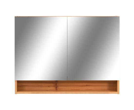 Dulap de baie cu oglindă și led-uri, stejar, 80x15x60 cm, mdf, 4 image