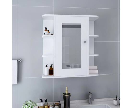 Dulap de baie cu oglindă, alb, 66x17x63 cm, mdf