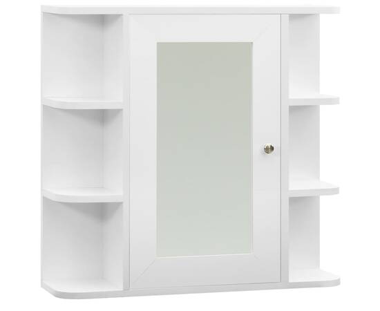 Dulap de baie cu oglindă, alb, 66x17x63 cm, mdf, 2 image