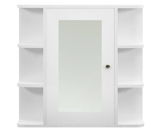 Dulap de baie cu oglindă, alb, 66x17x63 cm, mdf, 4 image