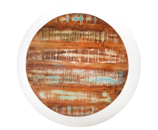 Măsuță de cafea, alb, 68x68x30 cm, lemn masiv reciclat, 3 image