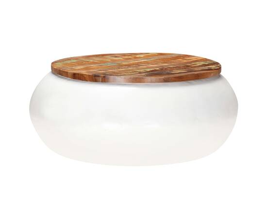 Măsuță de cafea, alb, 68x68x30 cm, lemn masiv reciclat, 8 image